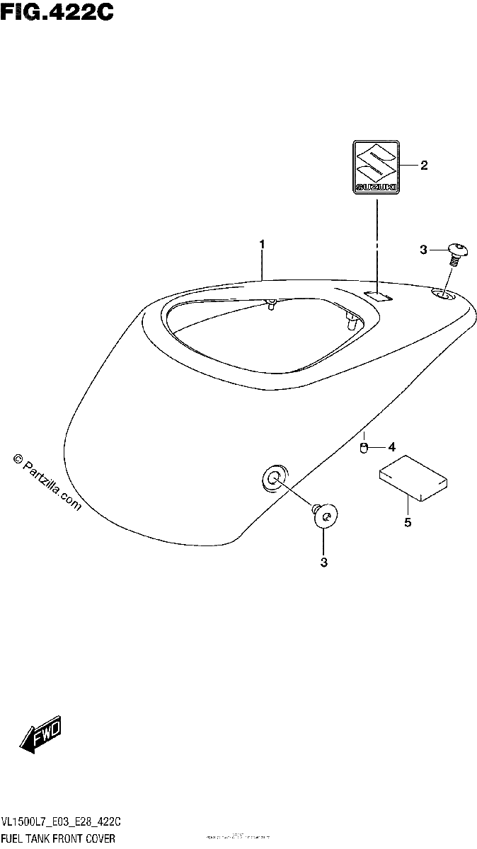 Diagrama de FUEL TANK FRONT COVER VL1500BL7 E33