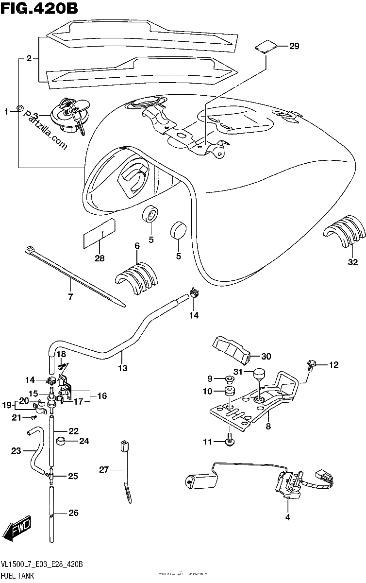 Diagrama de FUEL TANK VL1500BL7 E28