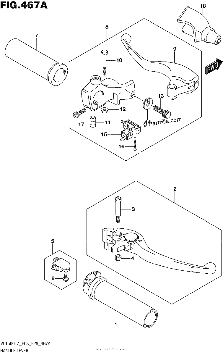 Diagrama de HANDLE LEVER VL1500BL7 E03