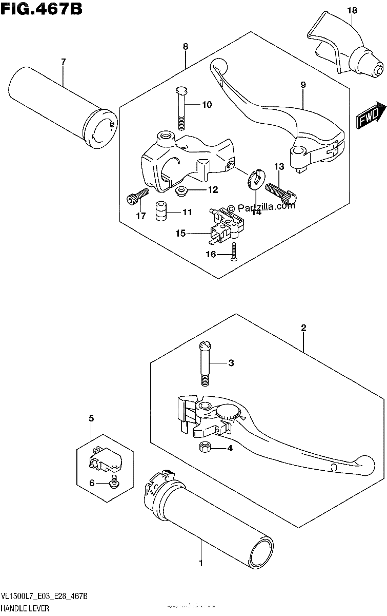 Diagrama de HANDLE LEVER VL1500BL7 E28