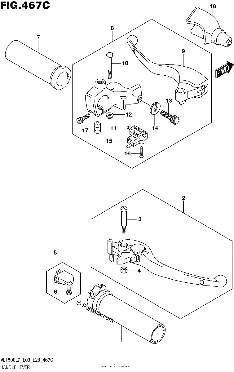 Diagrama de HANDLE LEVER VL1500BL7 E33