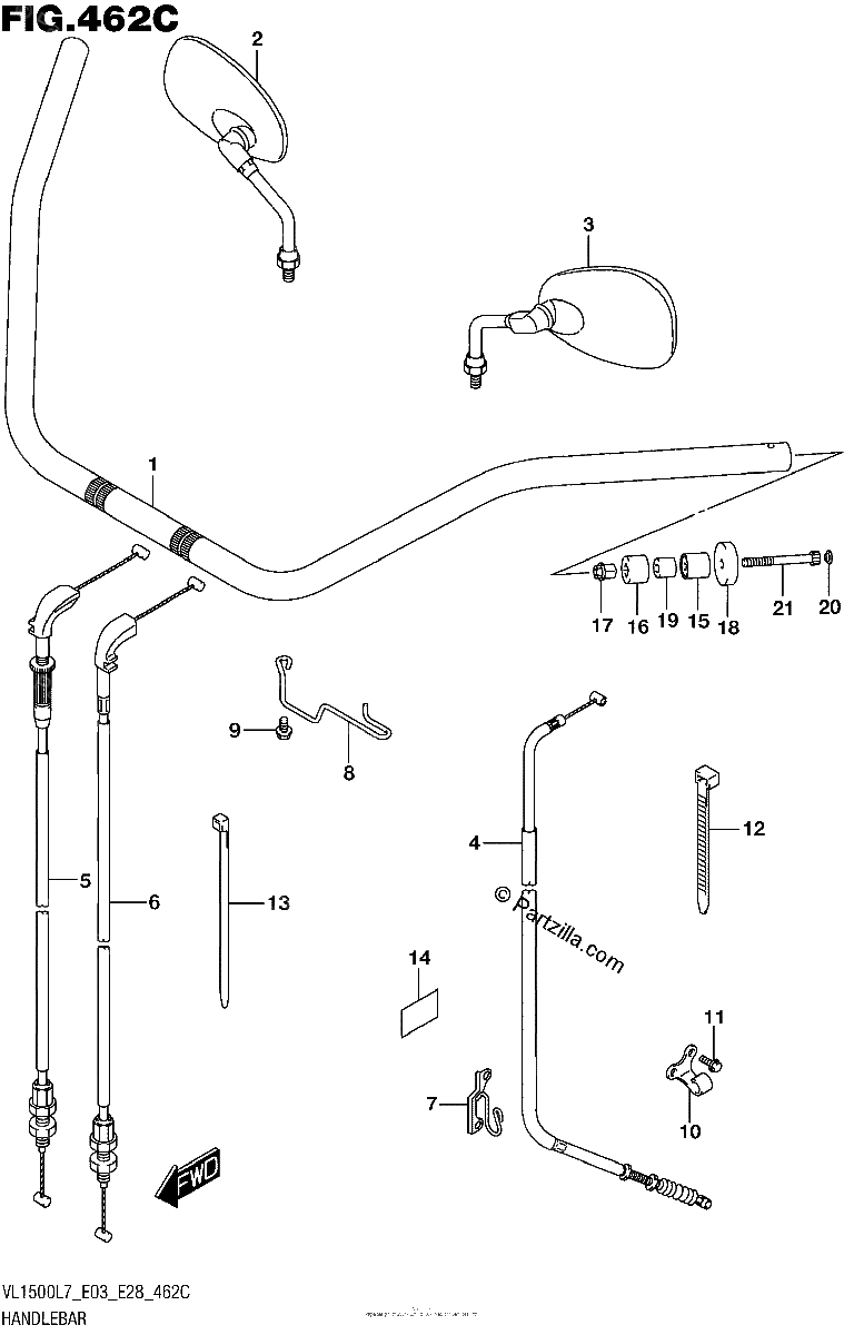 Diagrama de HANDLEBAR VL1500BL7 E33