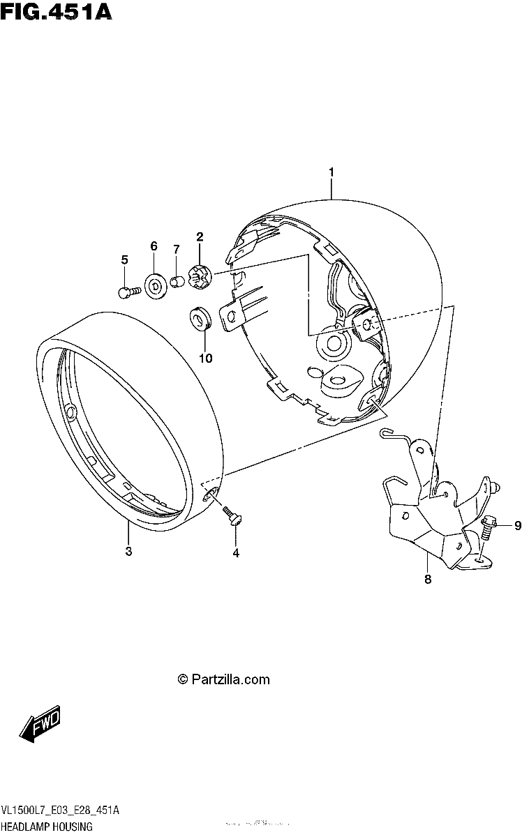 Diagrama de HEADLAMP HOUSING VL1500BL7 E03
