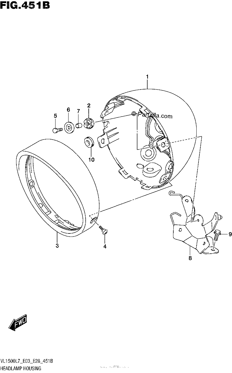 Diagrama de HEADLAMP HOUSING VL1500BL7 E28