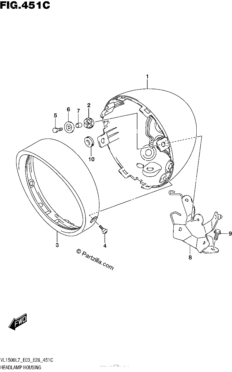 Diagrama de HEADLAMP HOUSING VL1500BL7 E33