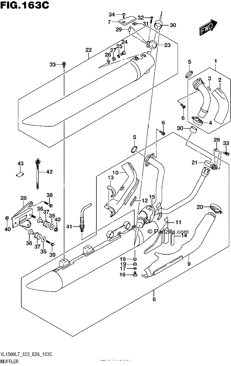 Diagrama de MUFFLER VL1500BL7 E33