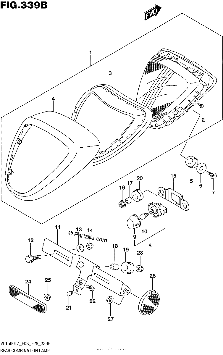 Diagrama de REAR COMBINATION LAMP VL1500BL7 E28
