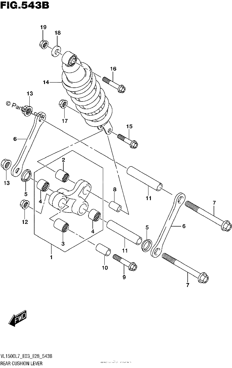 Diagrama de REAR CUSHION LEVER VL1500BL7 E28