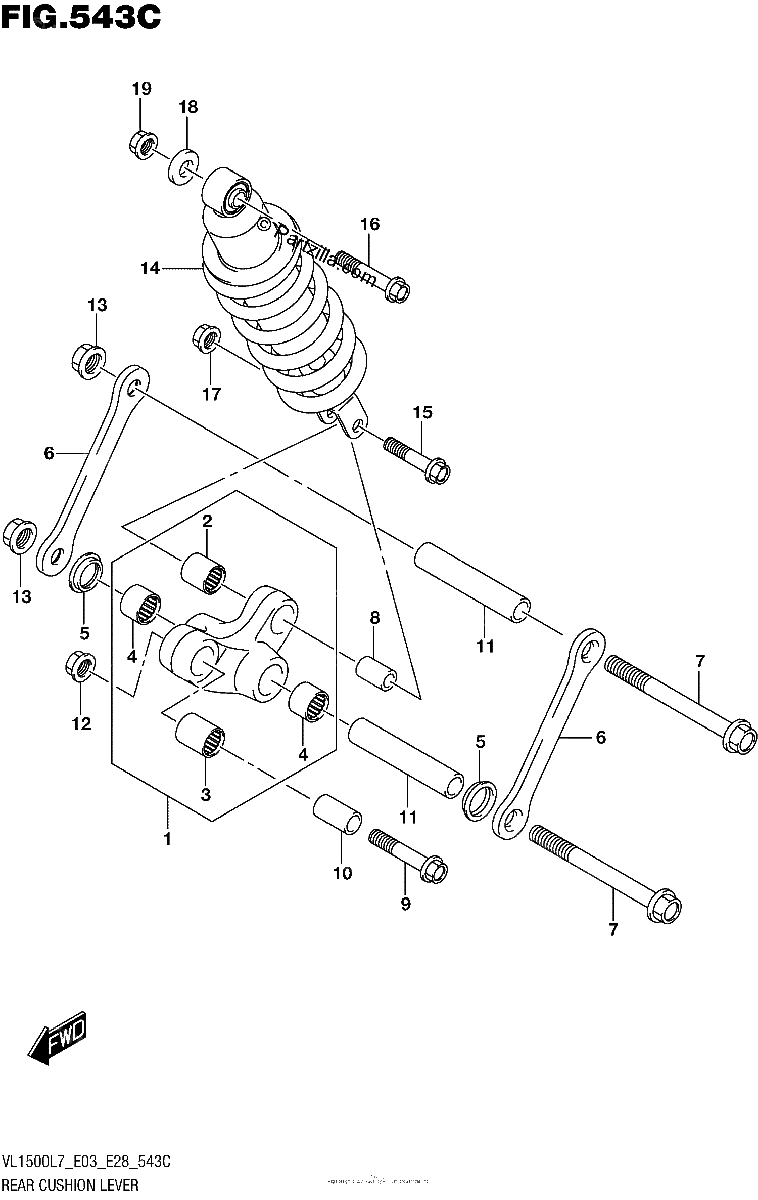 Diagrama de REAR CUSHION LEVER VL1500BL7 E33