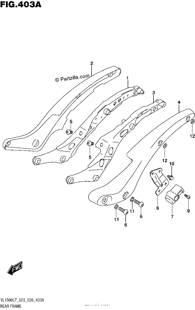 Diagrama de REAR FRAME VL1500BL7 E03