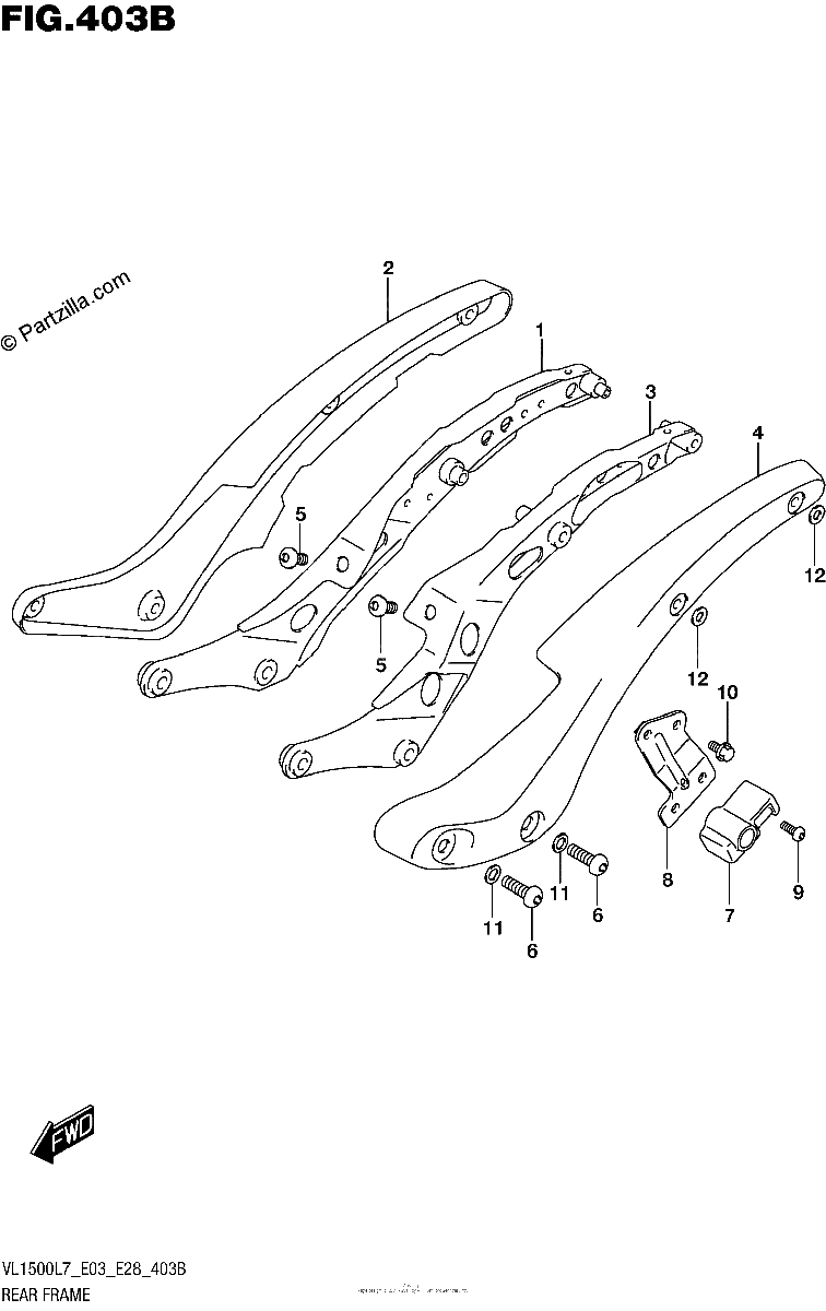 Diagrama de REAR FRAME VL1500BL7 E28