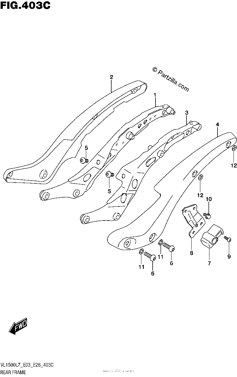 Diagrama de REAR FRAME VL1500BL7 E33