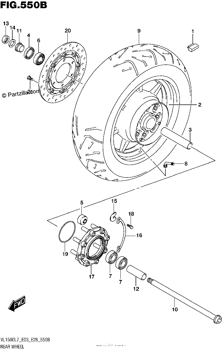 Diagrama de REAR WHEEL VL1500BL7 E28