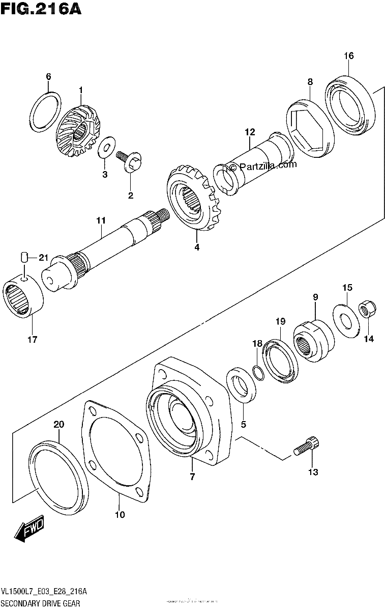 Diagrama de SECONDARY DRIVE GEAR
