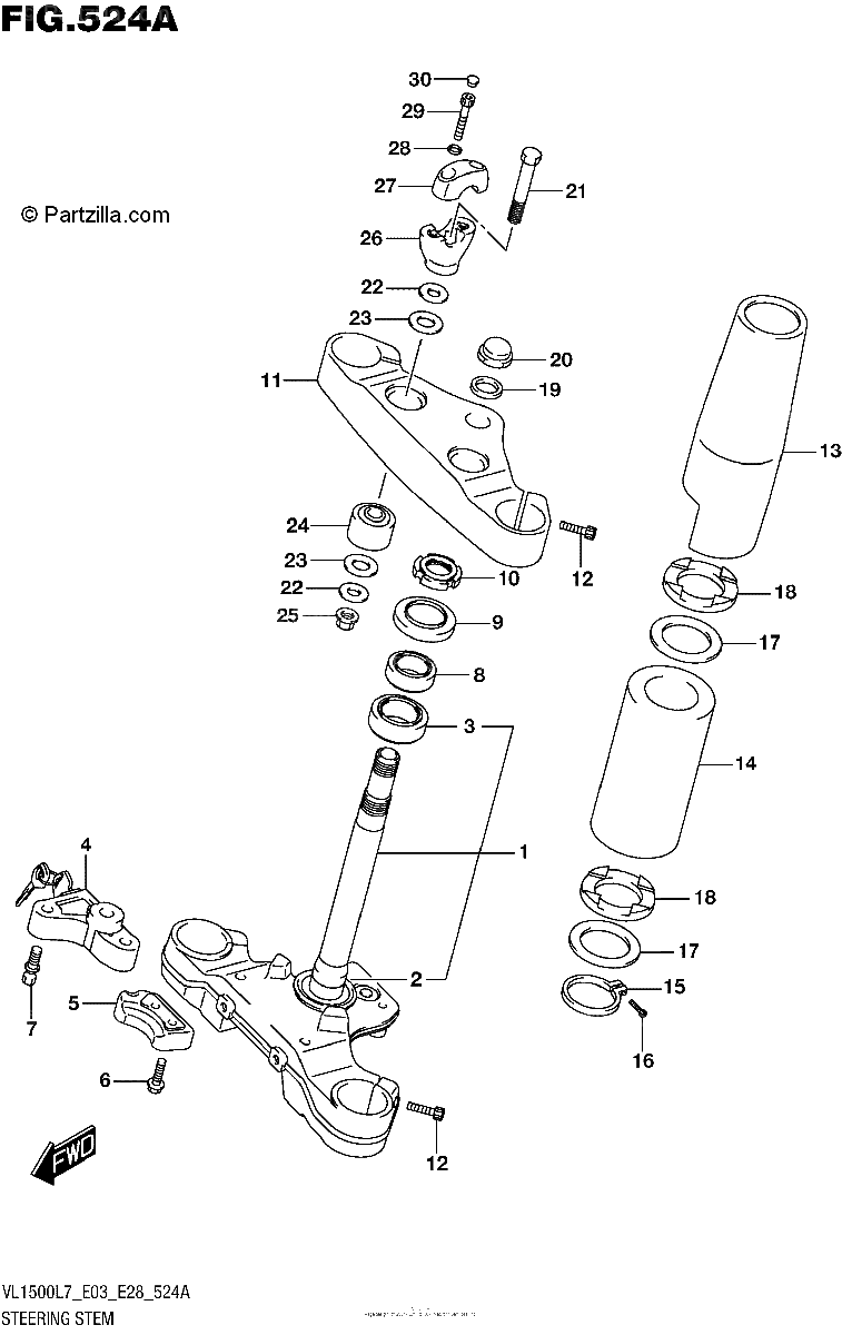 Diagrama de STEERING STEM VL1500BL7 E03