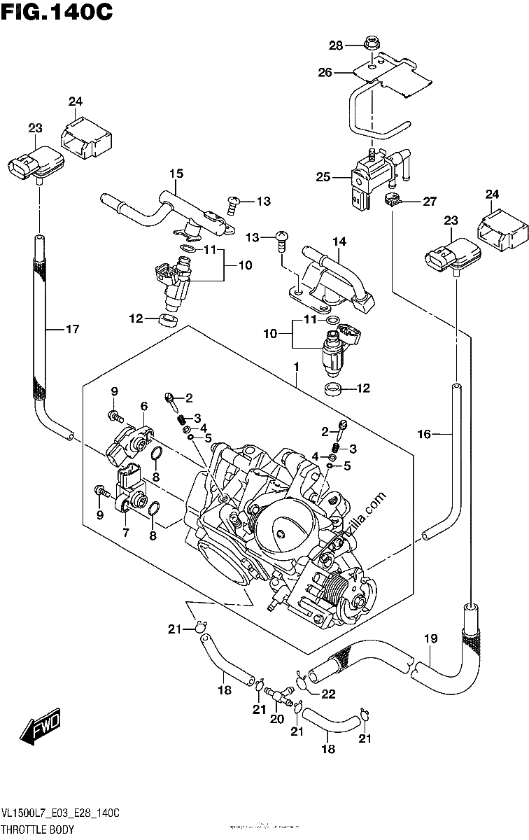 Diagrama de THROTTLE BODY VL1500BL7 E33
