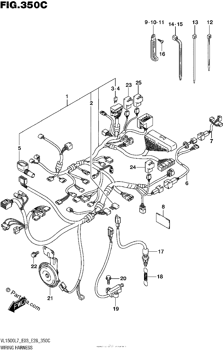 Diagrama de WIRING HARNESS VL1500BL7 E33