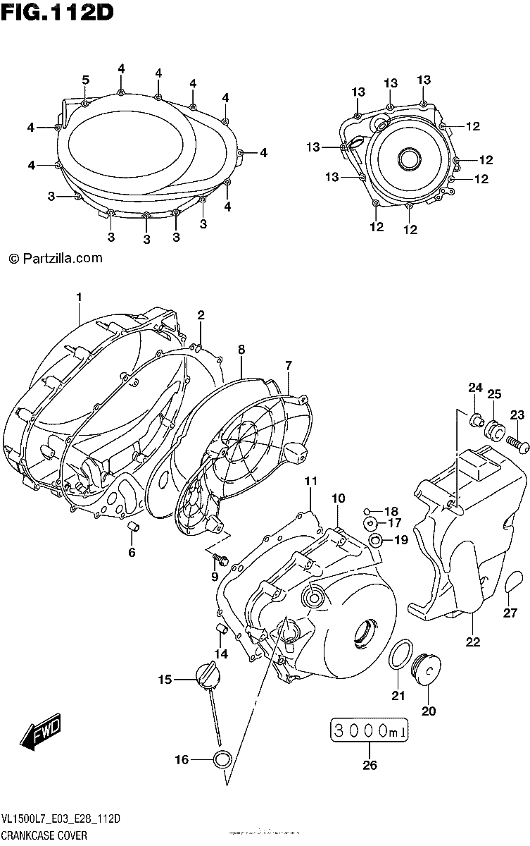 Diagrama de CRANKCASE COVER VL1500BTL7 E28