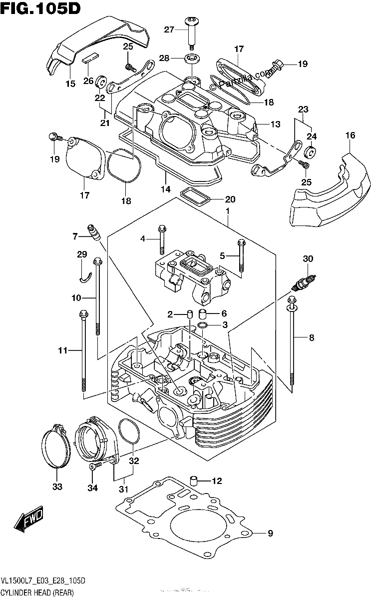 Diagrama de CYLINDER HEAD REAR VL1500BTL7 E28