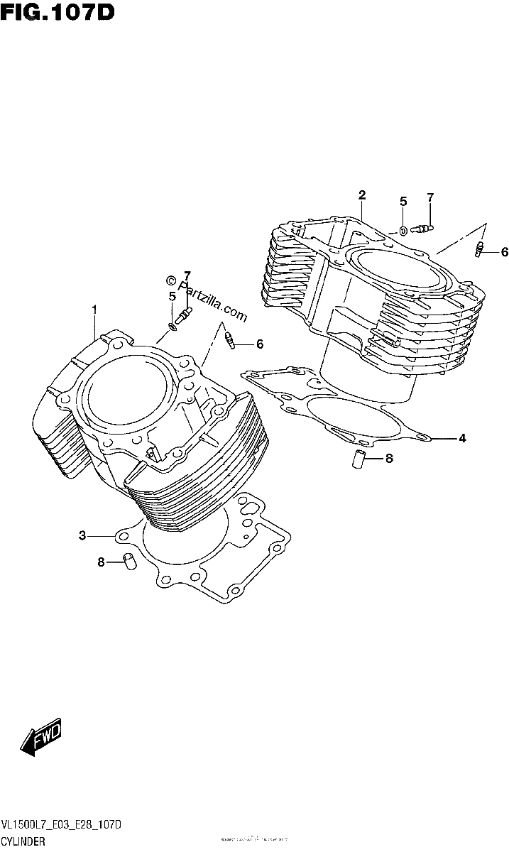 Diagrama de CYLINDER VL1500BTL7 E28