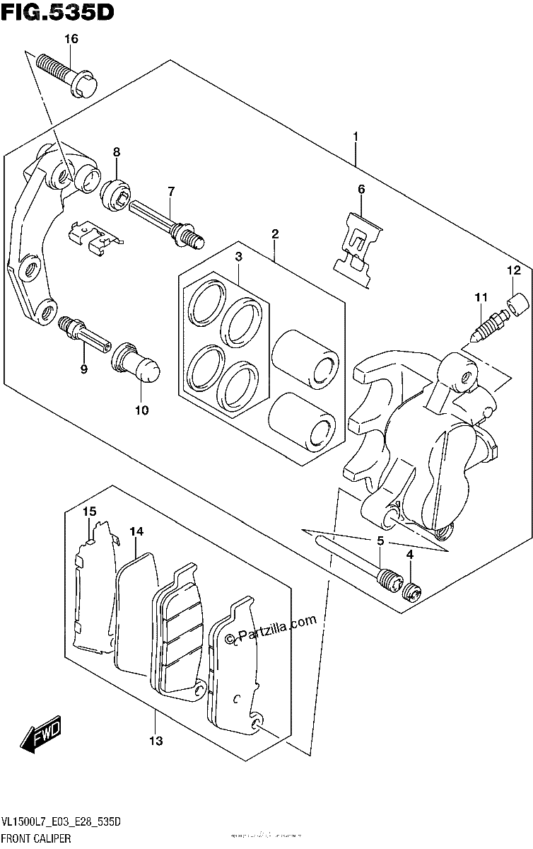 Diagrama de FRONT CALIPER VL1500BTL7 E28