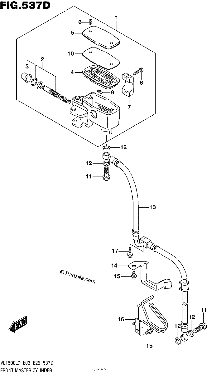 Diagrama de FRONT MASTER CYLINDER VL1500BTL7 E28