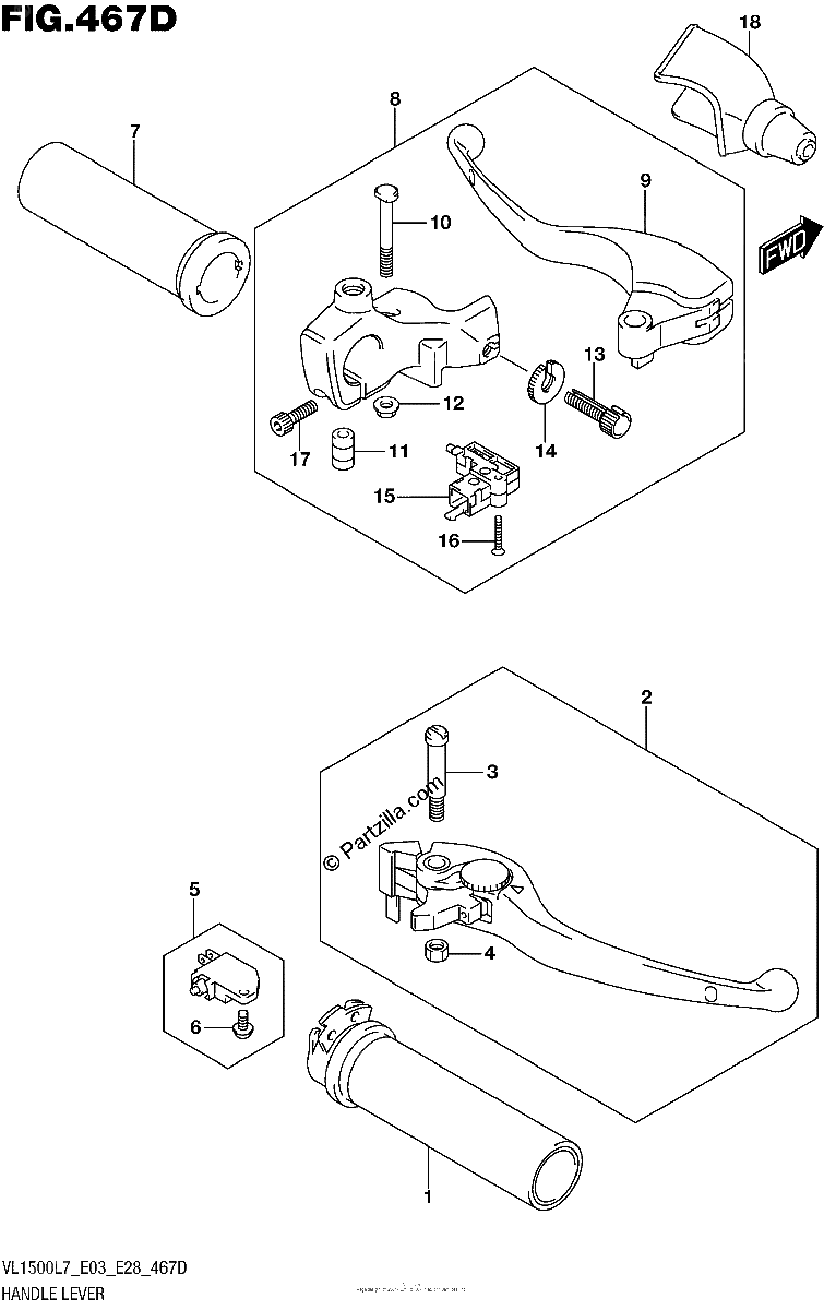 Diagrama de HANDLE LEVER VL1500BTL7 E28