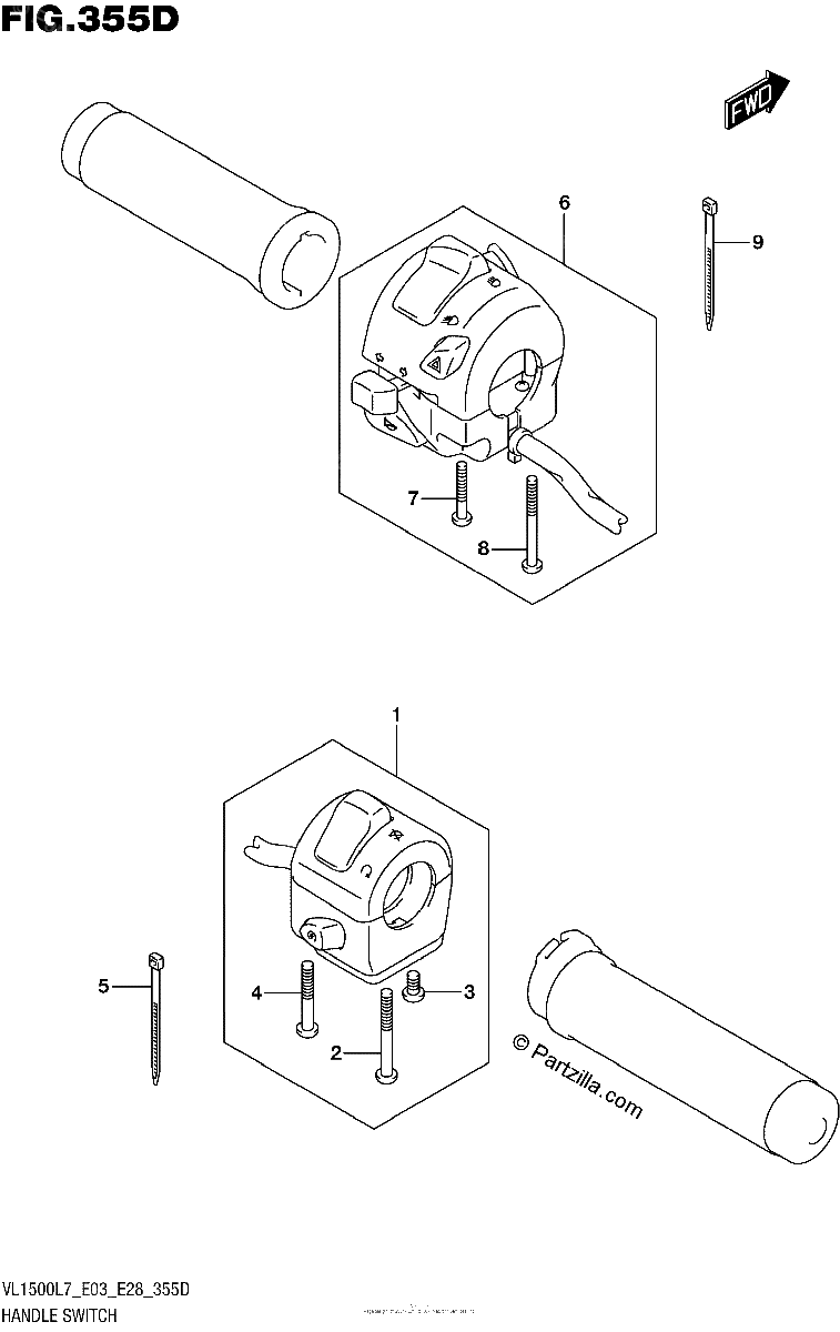 Diagrama de HANDLE SWITCH VL1500BTL7 E28