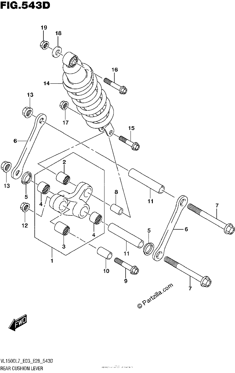 Diagrama de REAR CUSHION LEVER VL1500BTL7 E28