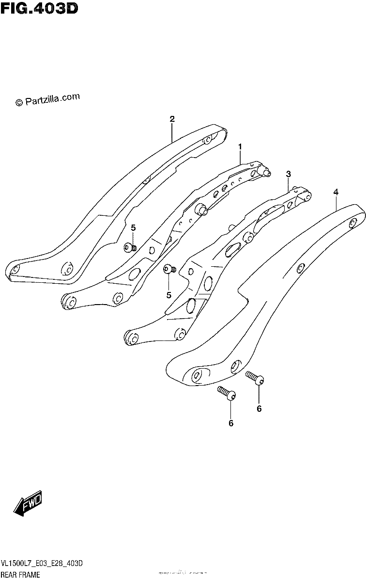 Diagrama de REAR FRAME VL1500BTL7 E28