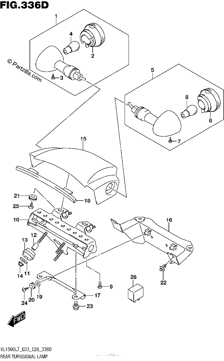 Diagrama de REAR TURNSIGNAL LAMP VL1500BTL7 E28