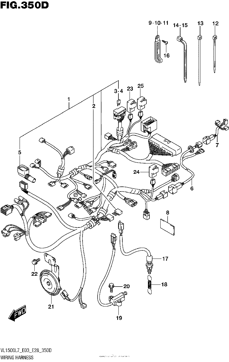 Diagrama de WIRING HARNESS VL1500BTL7 E28