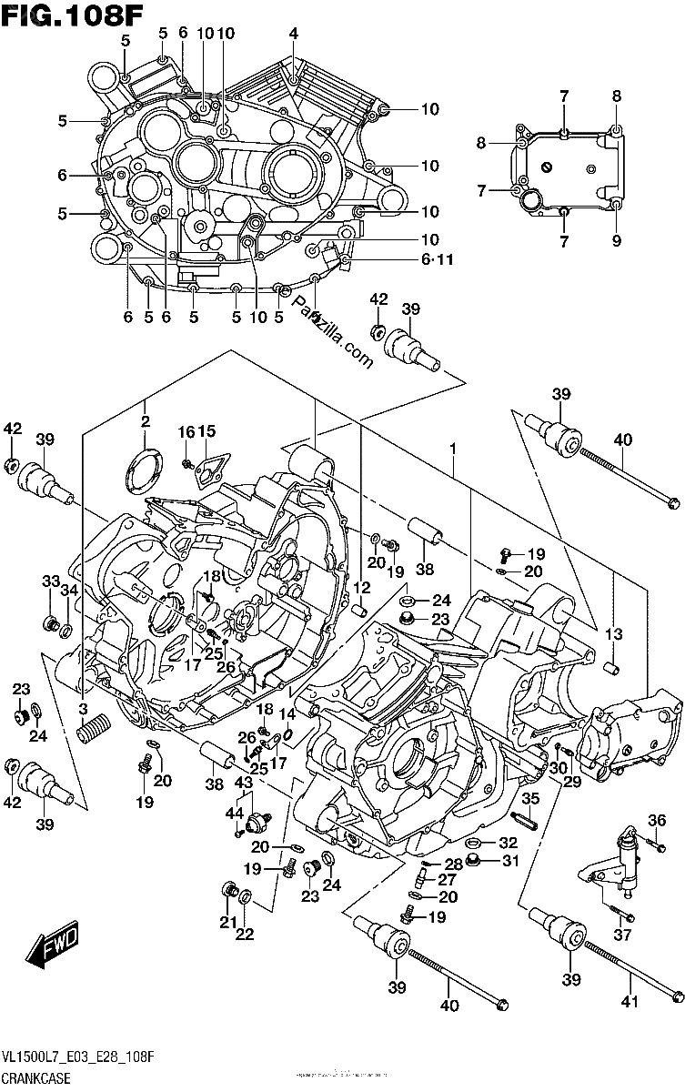 Diagrama de CRANKCASE VL1500TL7 E28