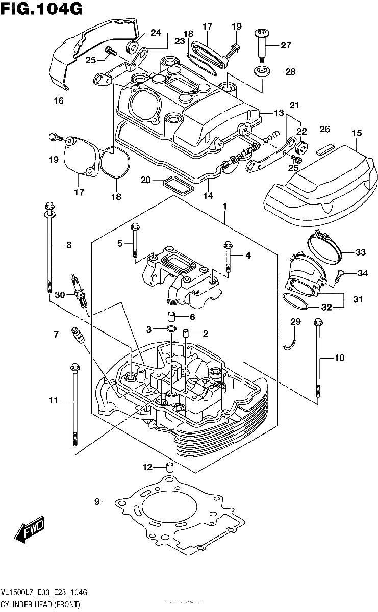 Diagrama de CYLINDER HEAD FRONT VL1500TL7 E33