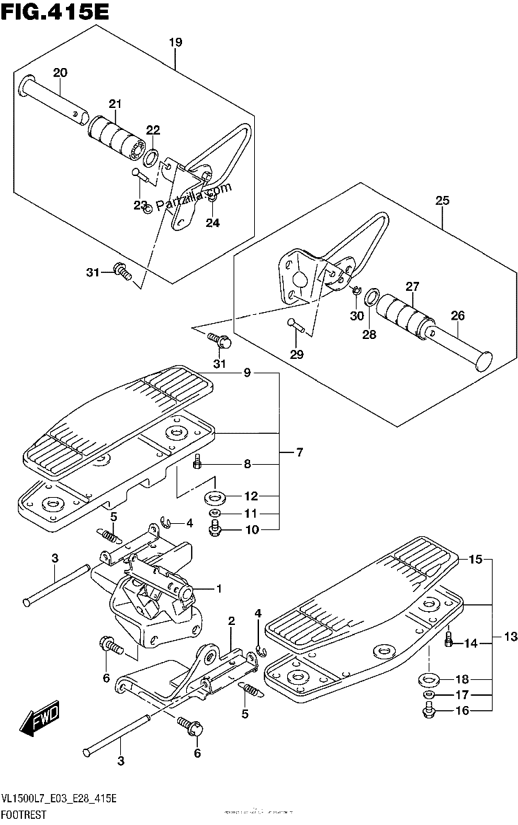 Diagrama de FOOTREST VL1500TL7 E03