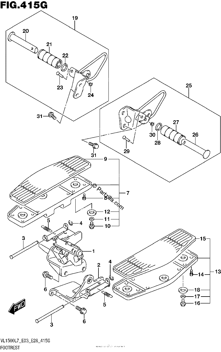 Diagrama de FOOTREST VL1500TL7 E33