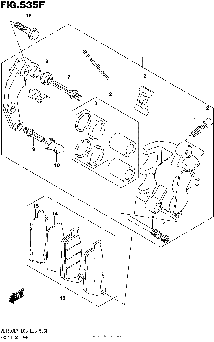 Diagrama de FRONT CALIPER VL1500TL7 E28