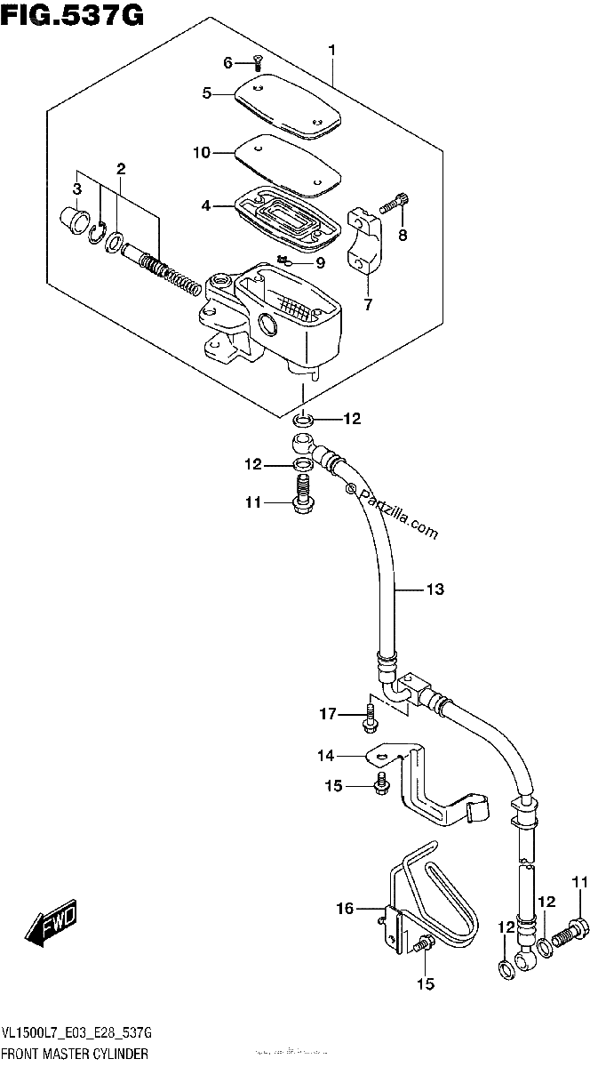 Diagrama de FRONT MASTER CYLINDER VL1500TL7 E33