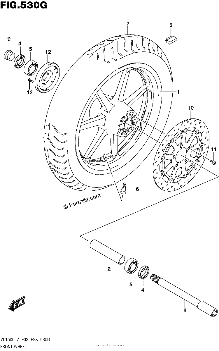 Diagrama de FRONT WHEEL VL1500TL7 E33