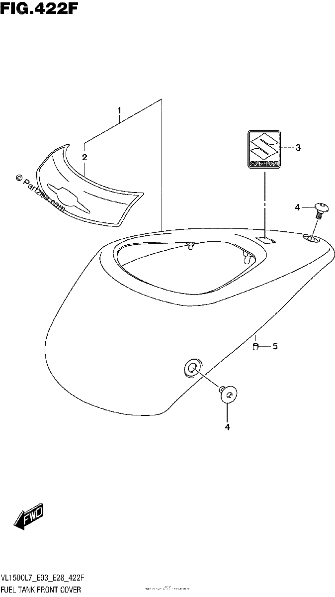 Diagrama de FUEL TANK FRONT COVER VL1500TL7 E28