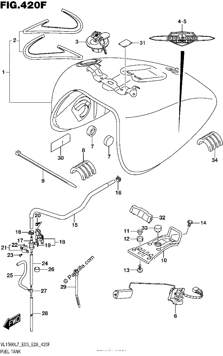 Diagrama de FUEL TANK VL1500TL7 E28