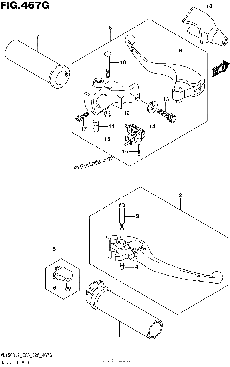 Diagrama de HANDLE LEVER VL1500TL7 E33