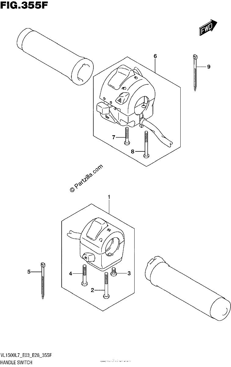 Diagrama de HANDLE SWITCH VL1500TL7 E28