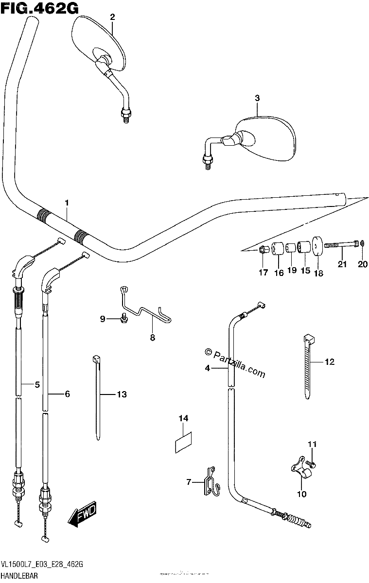 Diagrama de HANDLEBAR VL1500TL7 E33