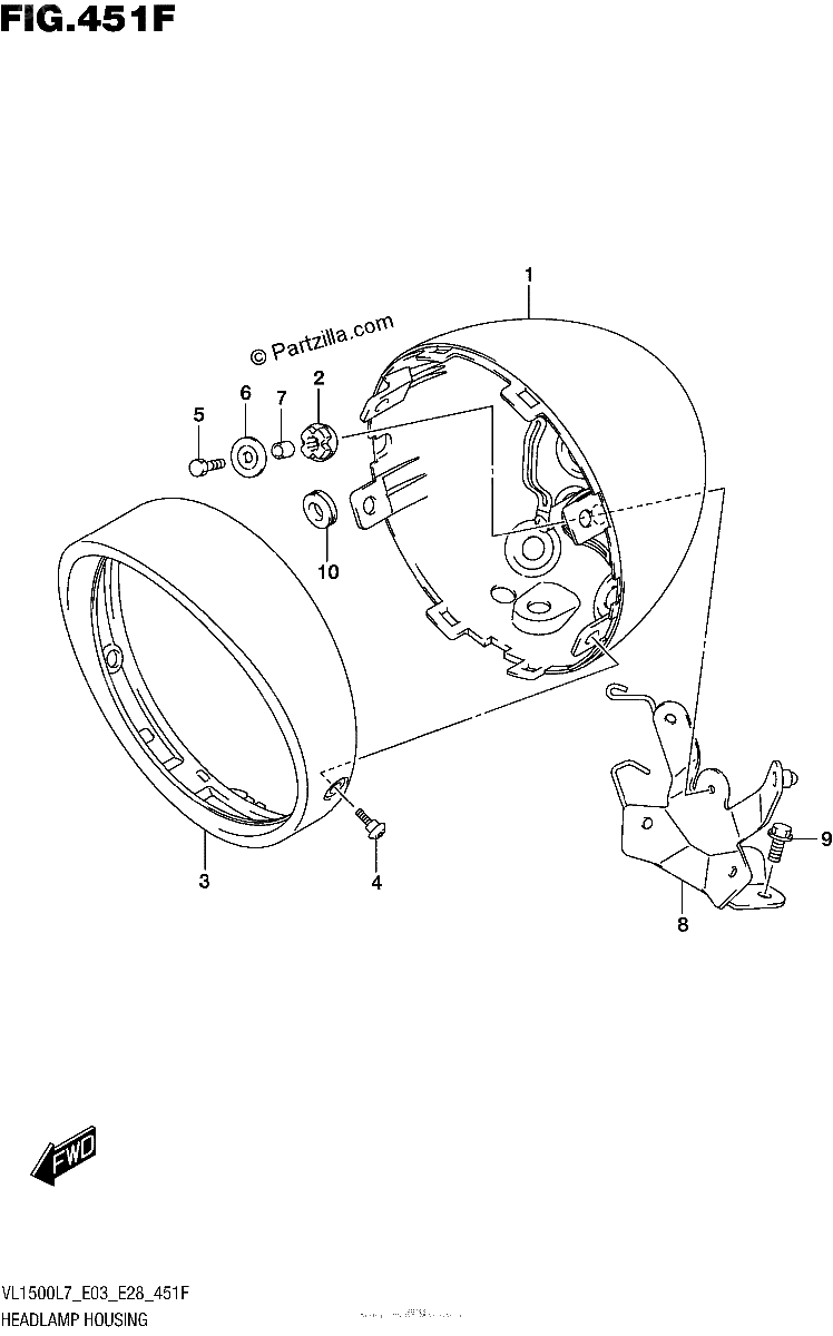 Diagrama de HEADLAMP HOUSING VL1500TL7 E28