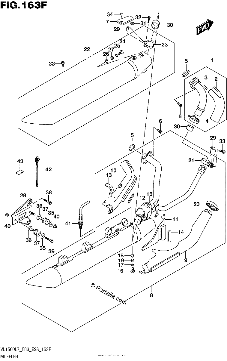 Diagrama de MUFFLER VL1500TL7 E28