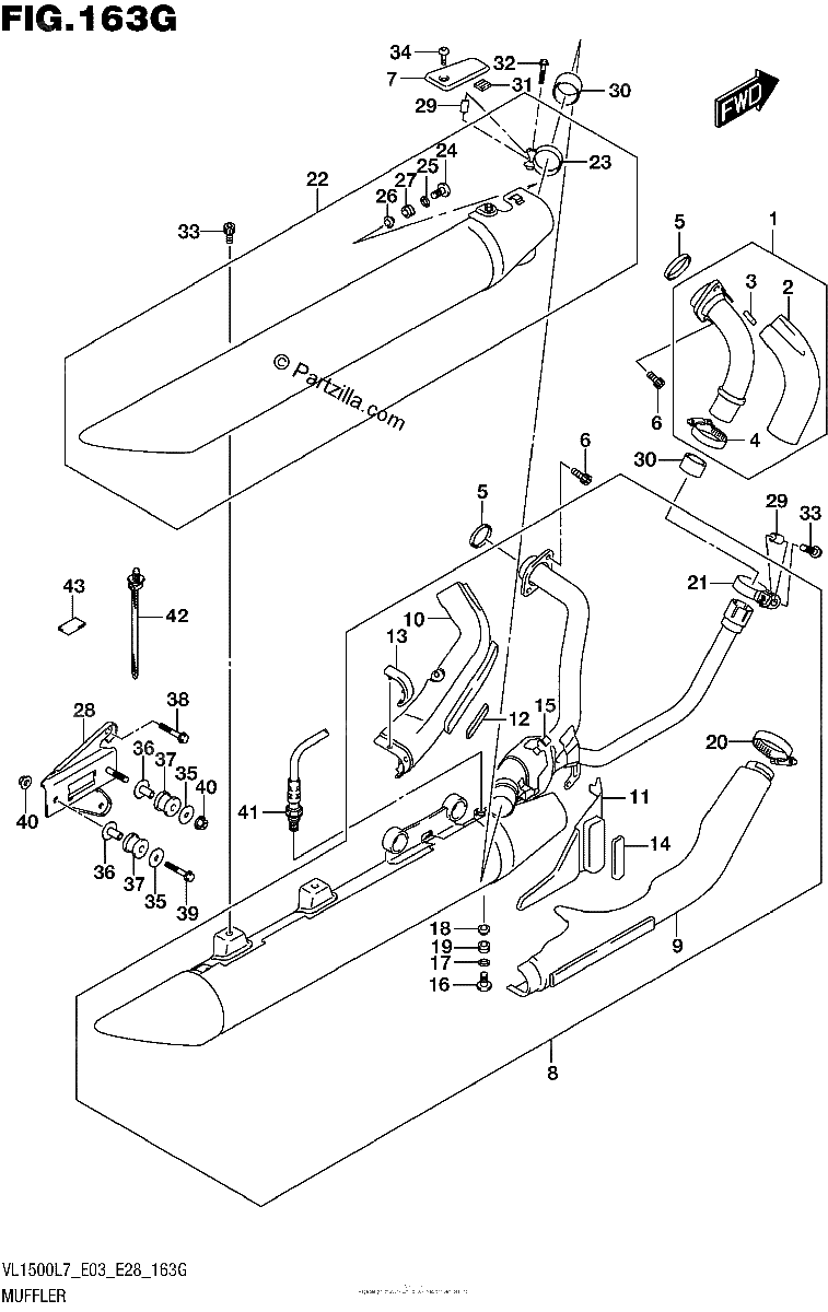 Diagrama de MUFFLER VL1500TL7 E33