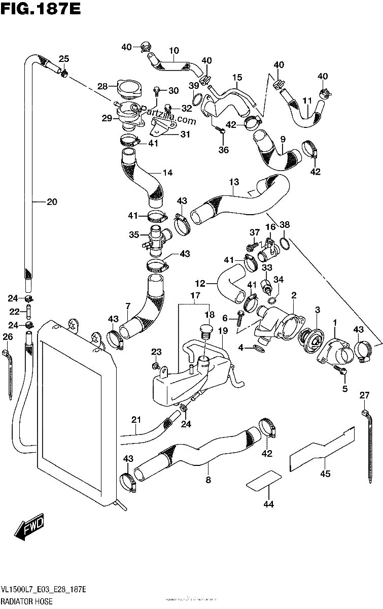 Diagrama de RADIATOR HOSE VL1500TL7 E03