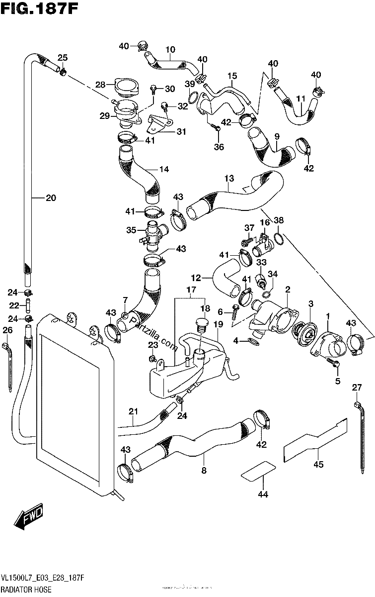 Diagrama de RADIATOR HOSE VL1500TL7 E28