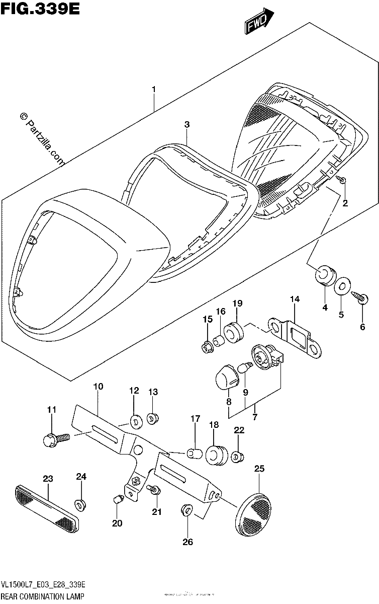 Diagrama de REAR COMBINATION LAMP VL1500TL7 E03